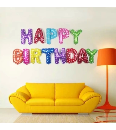 Globos Metalizados Colores 13 Letras Mensaje Happy Birthday Para Decoración De Fiestas De Cumpleaños 16 Pulgadas