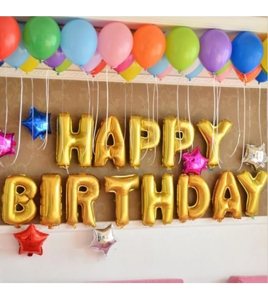 Globos Metalizados Dorados 13 Letras Happy Birthday Fiestas De Cumpleaños 16''