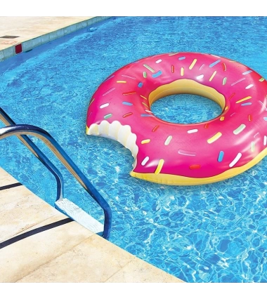 Inflable Flotador Para Piscina Donut Con Mordisco De Fresa O Chocolate 120 Cm