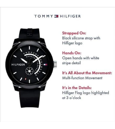 Reloj Tommy Hilfiger Silicona 1791483 Para Hombre Con Fecha Y Dia