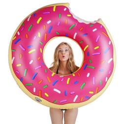 Inflable Flotador Para Piscina Donut Con Mordisco De Fresa O Chocolate 120 cm 